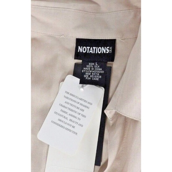 Notations Womens Taupe Silk Sleeveless Collared Pockets Blouse Top Size Large - Picture 3 of 6